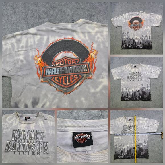 Harley-Davidson Other - VTG Harley Davidson Motorcycles T‎ Shirt Mens Large Tie Dye Flames Graphic Biker